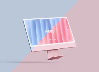Free Changeable Colors iMac Mockup PSD