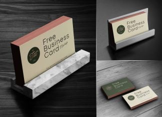 Free Desk Business Card Holder Mockup PSD Set