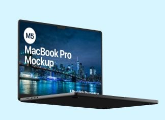 Free Floating M5 MacBook Pro Mockup PSD