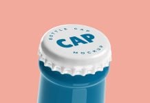 Free Glass Bottle Cap Mockup PSD
