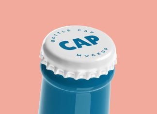 Free Glass Bottle Cap Mockup PSD