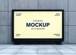 Free Indoor Framed Billboard Mockup PSD