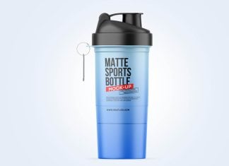 Free Matte Sports Water Bottle Mockup PSD