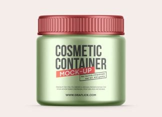 Free Metallic Cosmetic Jar Mockup PSD