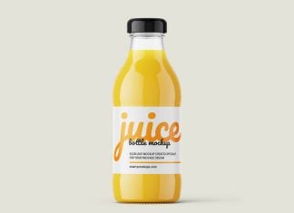 Free Orange Juice Bottle Mockup PSD