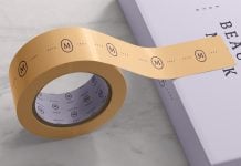 Free Paper Packaging Tape Mockup PSD