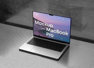 Free Perspective M4 MacBook Pro Mockup PSD