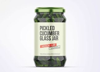 Free Pickled Cucumber Glass Jar Mockup PSD