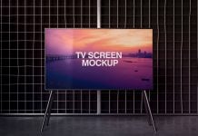 Free Portable 4K TV Screen Mockup PSD
