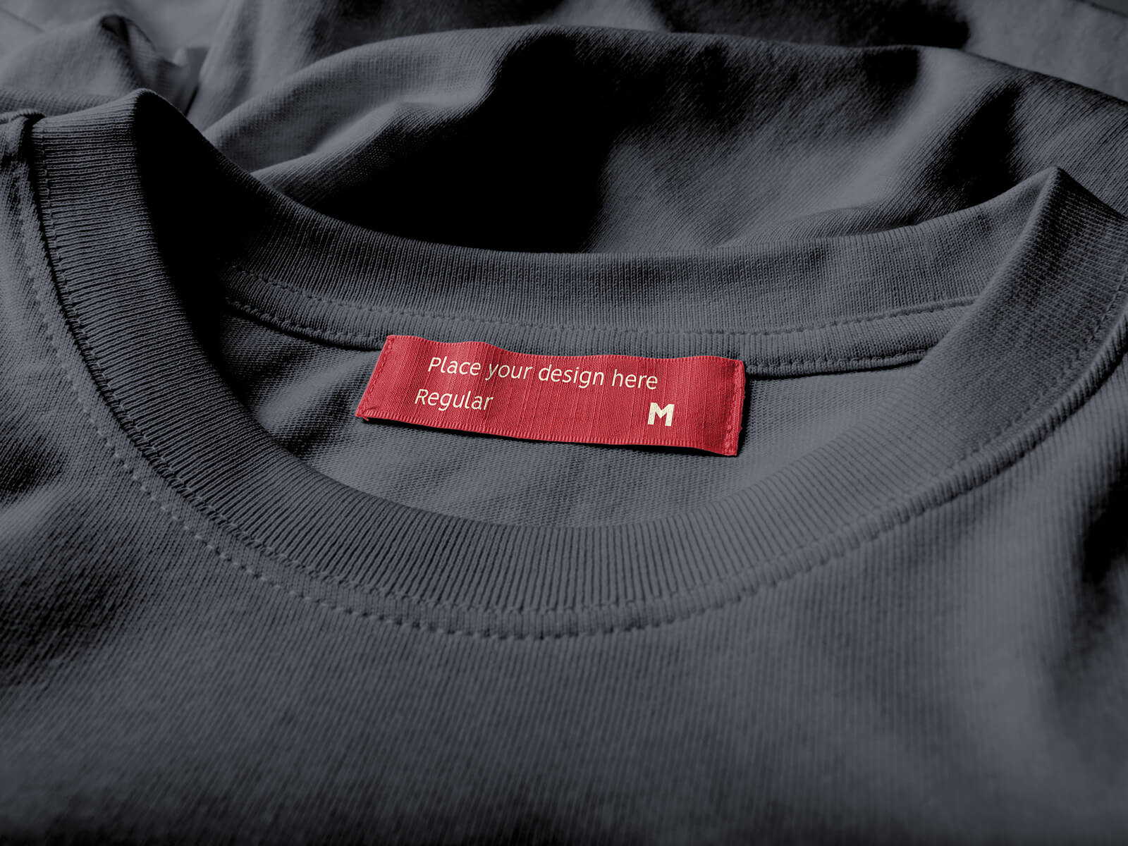 Free black T-shirt Label Tag Mockup PSD