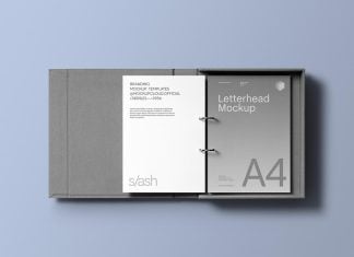 Free Opened Top View Ring Binder Box Mockup PSD