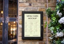 Free Wall-Mounted Framed Menu Mockup PSD Free Wall-Mounted Framed Menu Mockup PSD
