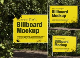 Free Surrounded With Trees Billboard Mockup PSD Set