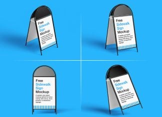 Free Stylish Sidewalk Sign Mockup PSD