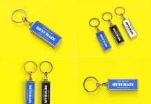 Free Metallic Rectangle Keychain Mockup PSD