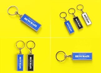 Free Metallic Rectangle Keychain Mockup PSD