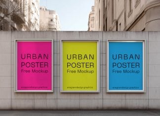 Free 3 Lined-Up Urban Posters Mockup PSD