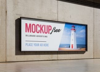 Free Concrete Wall Mounted Street Billboard Mockup PSD Set