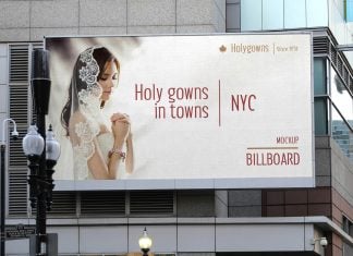 Free Corner Building Billboard Mockup PSD