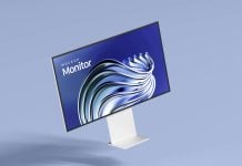 Free Floating Modern Monitor Mockup PSD