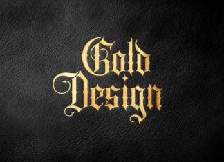 Free Gold Leather Foiling On Black Logo Mockup PSD