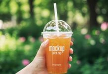 Free Orange Juice Cup / Slush With Dome Lid Mockup PSD Free Orange Juice Cup With Dome Lid Mockup PSD