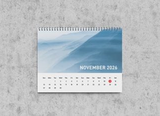 Free Portrait Wall Calendar Mockup 2026