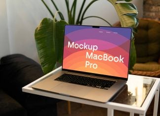Free On Table MacBook Pro Mockup PSD