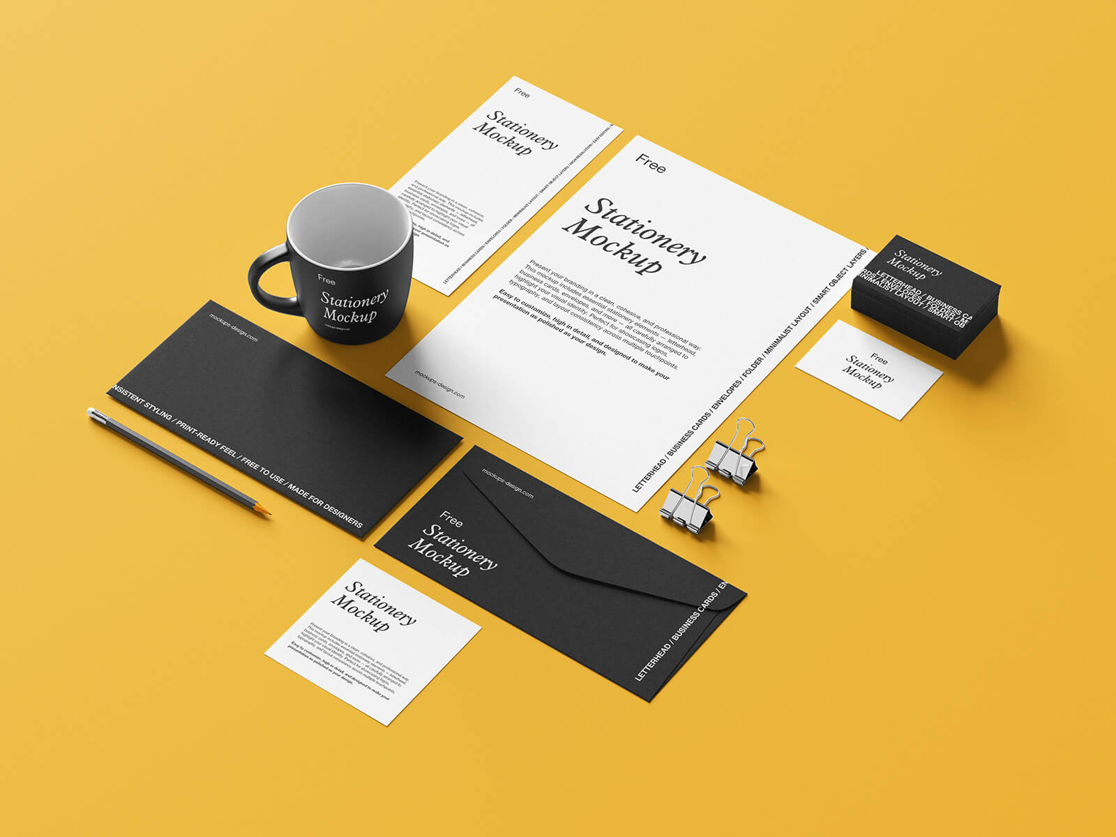 Free Minimal Branding Stationery Mockup PSD