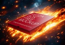 Free Pizza Box Meteor Mockup PSD