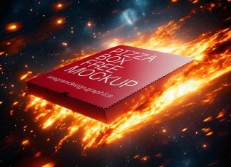 Free Pizza Box Meteor Mockup PSD