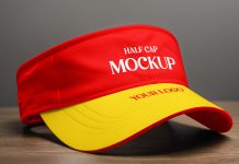 Free Sports Sun Visor Half Cap Mockup PSD