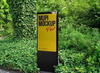 Free Surrounded With Trees Outdoor Mupi Mockup PSD