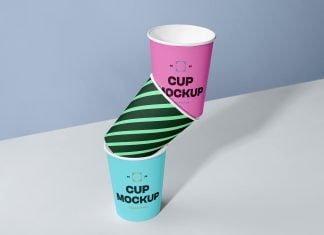 Free Three Paper Cups Mockup PSD