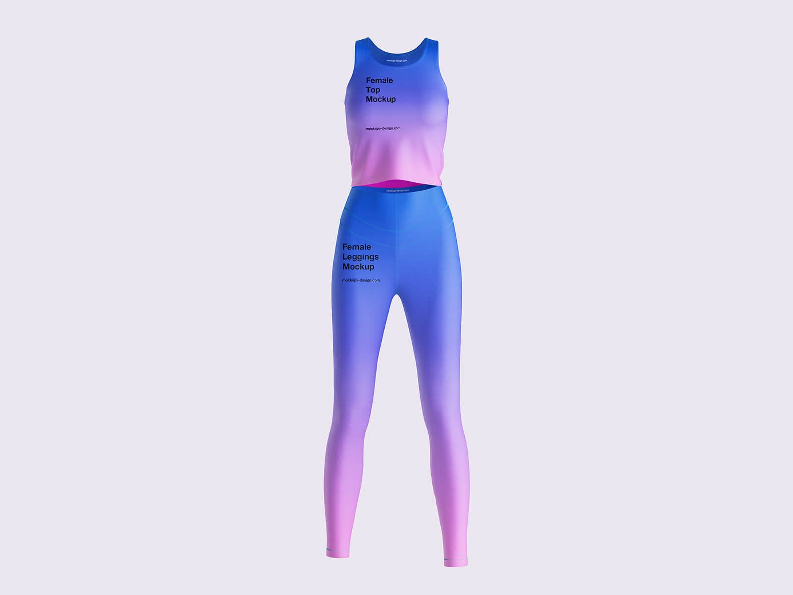 Free Women's Tight Leggings & Crop Top Set Mockup
