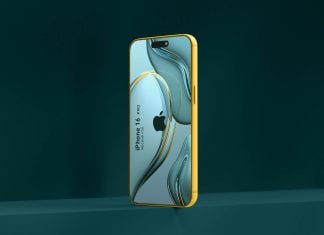 Free iPhone 16 Pro on Edge Mockup PSD