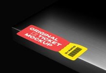 Free 3:1 Cinema Movie / Concert Ticket Mockup PSD