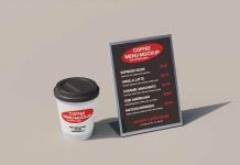 Free Coffee Cup With Table Menu Mockup PSD Free Coffee Cup With Table Menu Mockup PSD