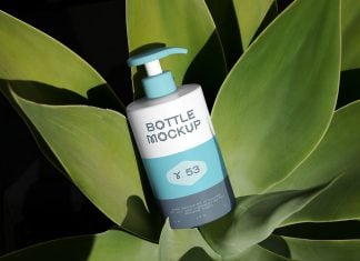 Free Cosmetic Pump Dispenser Bottle Mockup PSD