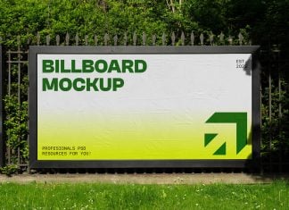 Free Fence Billboard Mockup PSD