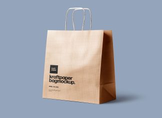Free Kraft Paper Brand Shopping Bag Mockup PSD