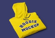 Free Perspective View Folded Hoodie Mockup PSD