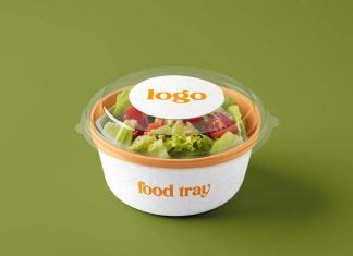 Free Round Food Plastic Container Label Mockup PSD