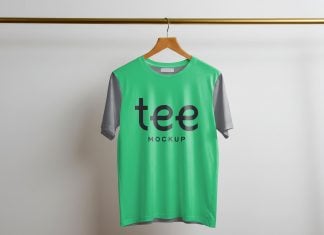 Free T-shirt On Hanger Mockup PSD