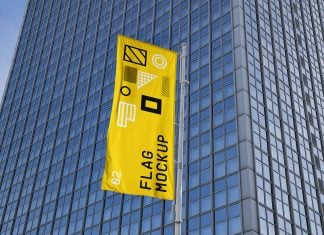 Free-Waving-Pole-Flag-Banner-Mockup-PSD