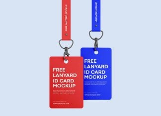 Free Hanging Lanyard ID Card Mockup PSD