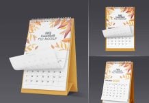 3 Free Premium Desk Calendar 2026 Mockup PSD Set