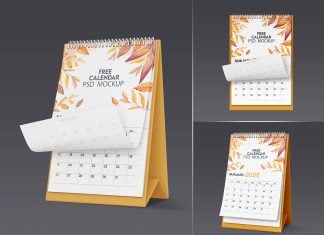 3 Free Premium Desk Calendar 2026 Mockup PSD Set