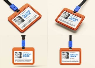 Free Clean Plastic ID Badge Mockup PSD