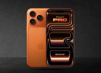 Free Cosmic Orange iPhone 17 Pro Mockup PSD
